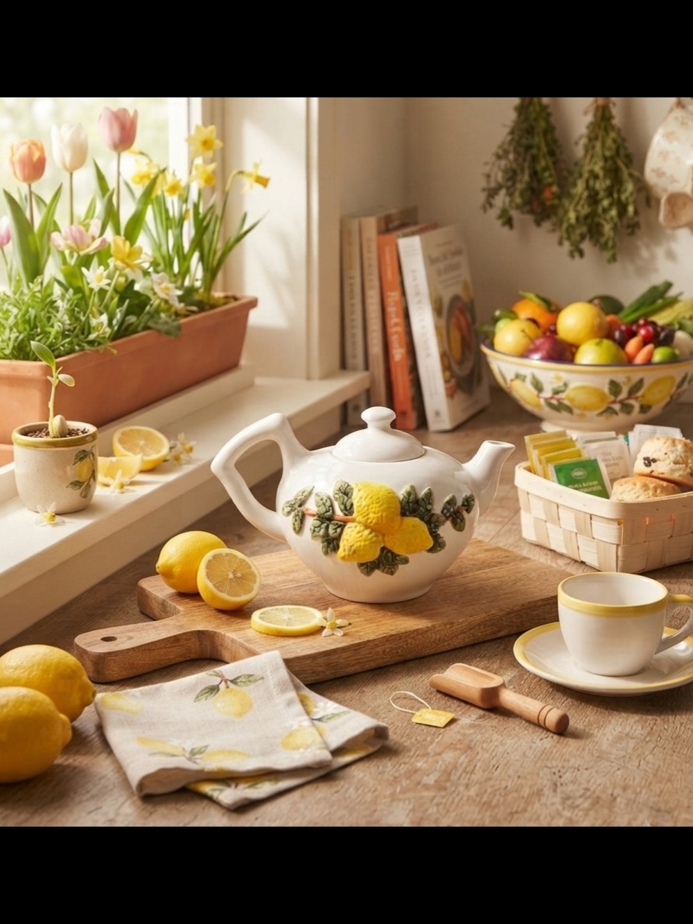 ​Vintage 1997 Young's Lemon Relief Teapot White Glossy Finish